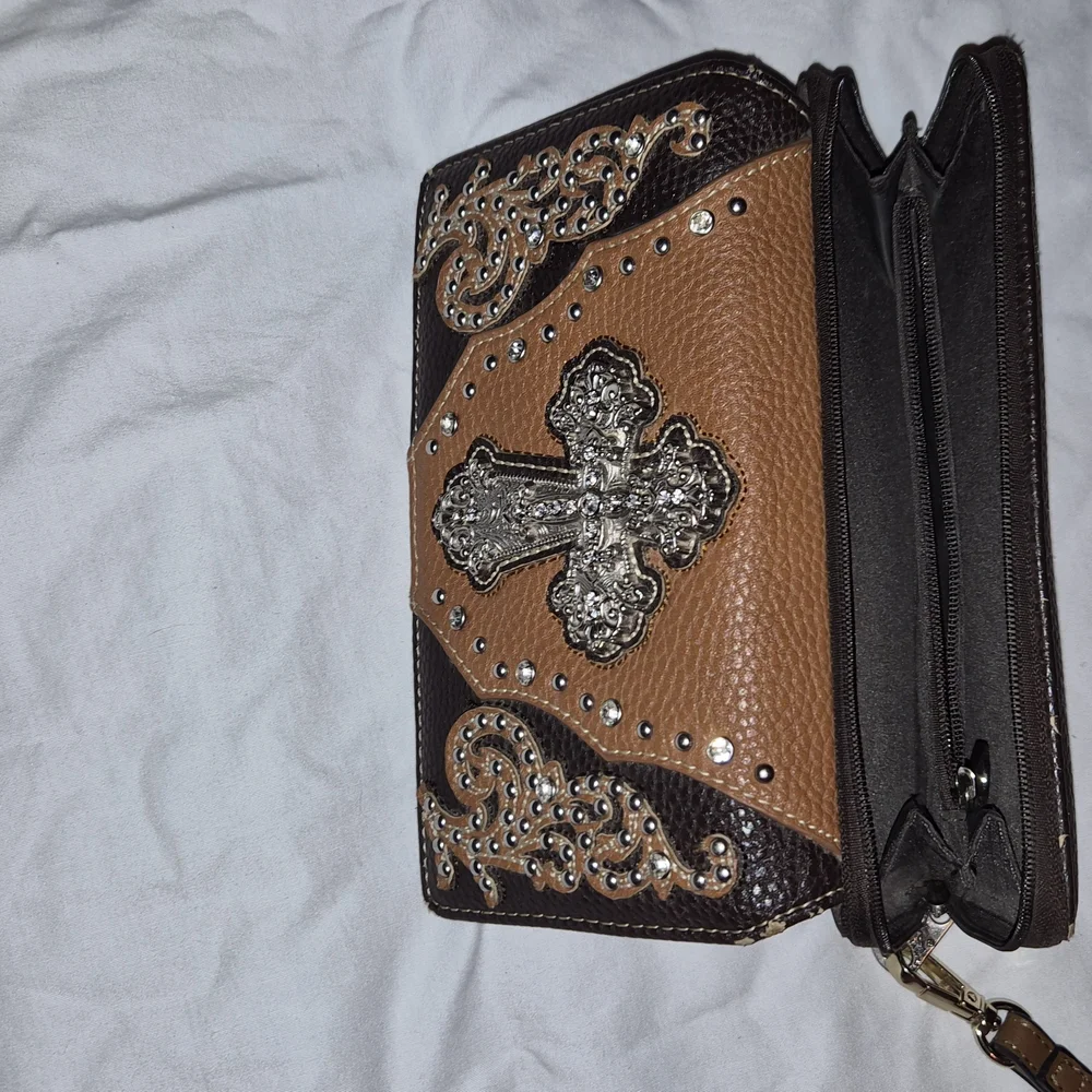 Montana West Brown and Black Cross Embellished Bag Set - Picture 6 of 7